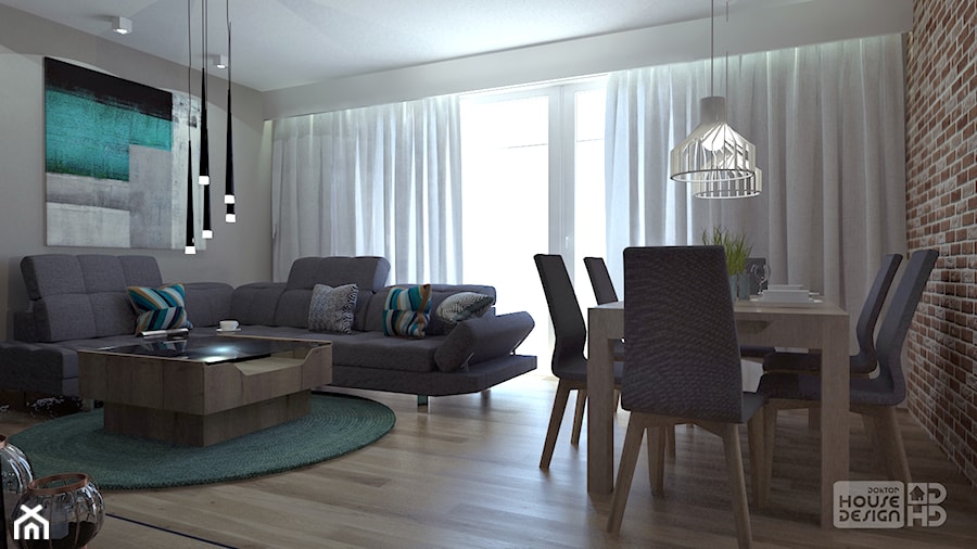 Mieszkanie w Skidziniu - Średnia szara jadalnia w salonie, styl nowoczesny - zdjęcie od DOKTOR HOUSE DESIGN
