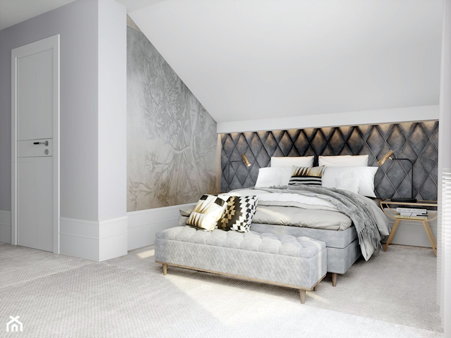 sypialnia z tapicerowanym zagłowkiem - zdjęcie od DOKTOR HOUSE DESIGN