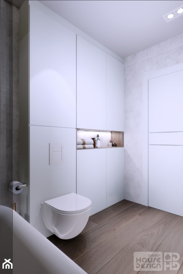 szara łazienka bez okna - zdjęcie od DOKTOR HOUSE DESIGN - Homebook