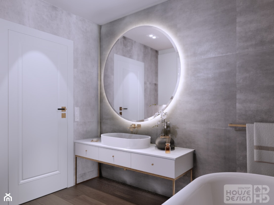 Szara łazienka bez okna - zdjęcie od DOKTOR HOUSE DESIGN - Homebook