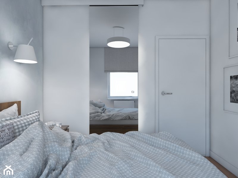 GOOD VIBES ONLY - Mała biała szara sypialnia, styl skandynawski - zdjęcie od UTOO- pracownia architektury wnętrz i krajobrazu - Homebook
