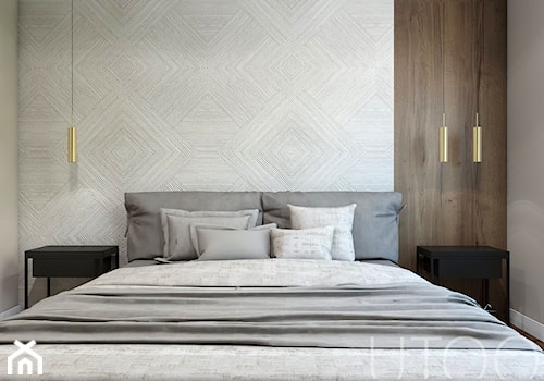 NATURALNA NOWOCZESNOŚĆ - Mała szara sypialnia, styl nowoczesny - zdjęcie od UTOO- pracownia architektury wnętrz i krajobrazu