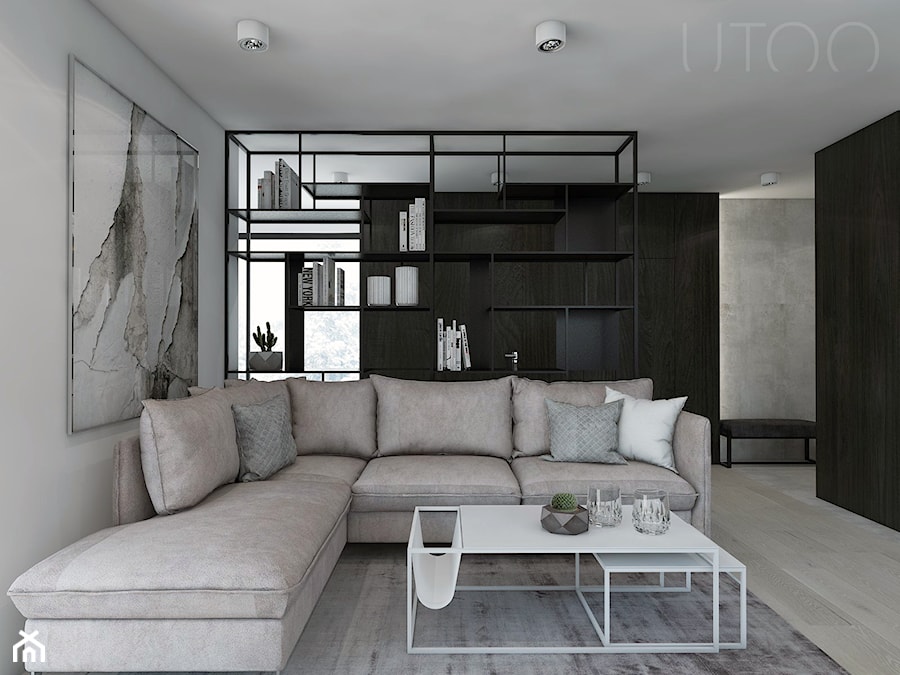 W CIEMNO - Mały szary salon, styl nowoczesny - zdjęcie od UTOO- pracownia architektury wnętrz i krajobrazu