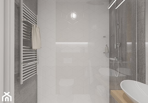 SYPIALNIA W SALONIE - Mała bez okna z punktowym oświetleniem łazienka, styl nowoczesny - zdjęcie od UTOO- pracownia architektury wnętrz i krajobrazu