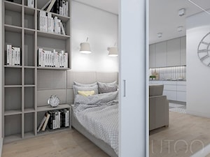 WSZĘDZIE BLISKO - Mała biała z panelami tapicerowanymi sypialnia, styl nowoczesny - zdjęcie od UTOO- pracownia architektury wnętrz i krajobrazu