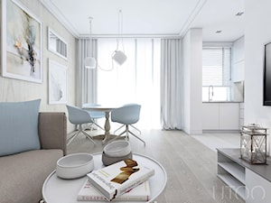 CAPPUCCINO Z NUTĄ LOFTU - Średni biały salon z kuchnią z jadalnią, styl nowoczesny - zdjęcie od UTOO- pracownia architektury wnętrz i krajobrazu
