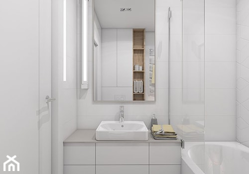 WSZĘDZIE BLISKO - Mała bez okna z lustrem z punktowym oświetleniem łazienka, styl nowoczesny - zdjęcie od UTOO- pracownia architektury wnętrz i krajobrazu