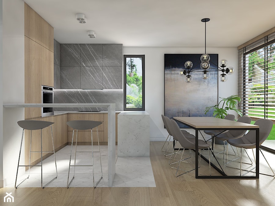 PRZESTRZEŃ PRYWATNA - Średnia biała jadalnia w kuchni, styl nowoczesny - zdjęcie od UTOO- pracownia architektury wnętrz i krajobrazu