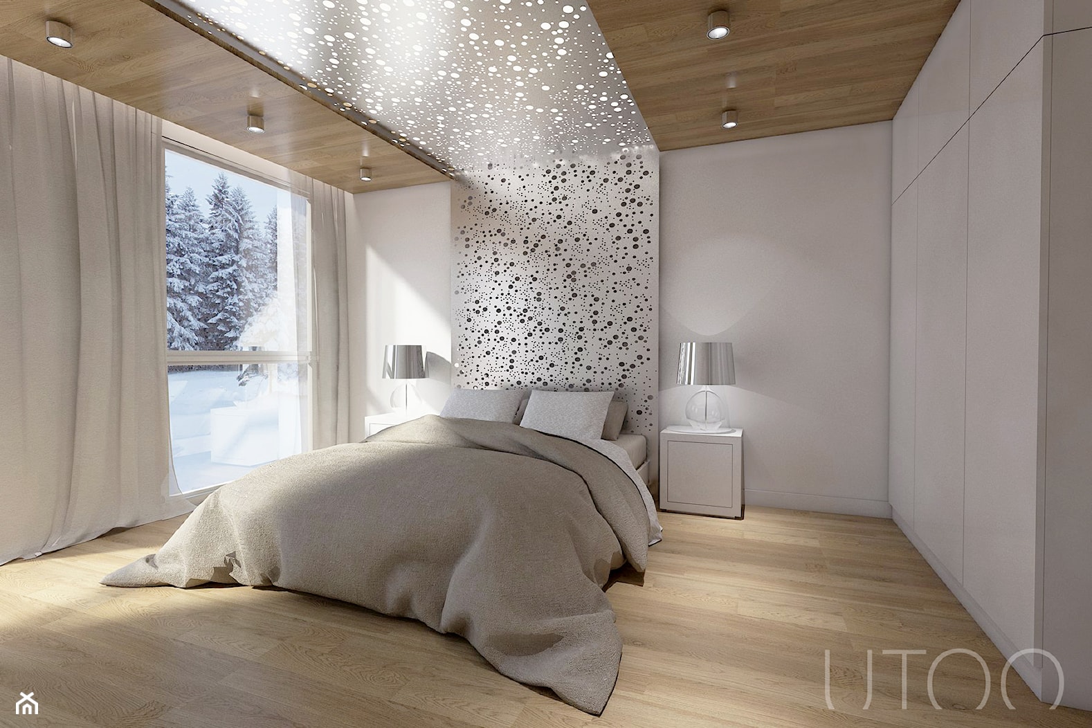MIESZKANIE DWUPOZIOMOWE - Średnia biała sypialnia, styl nowoczesny - zdjęcie od UTOO- pracownia architektury wnętrz i krajobrazu - Homebook