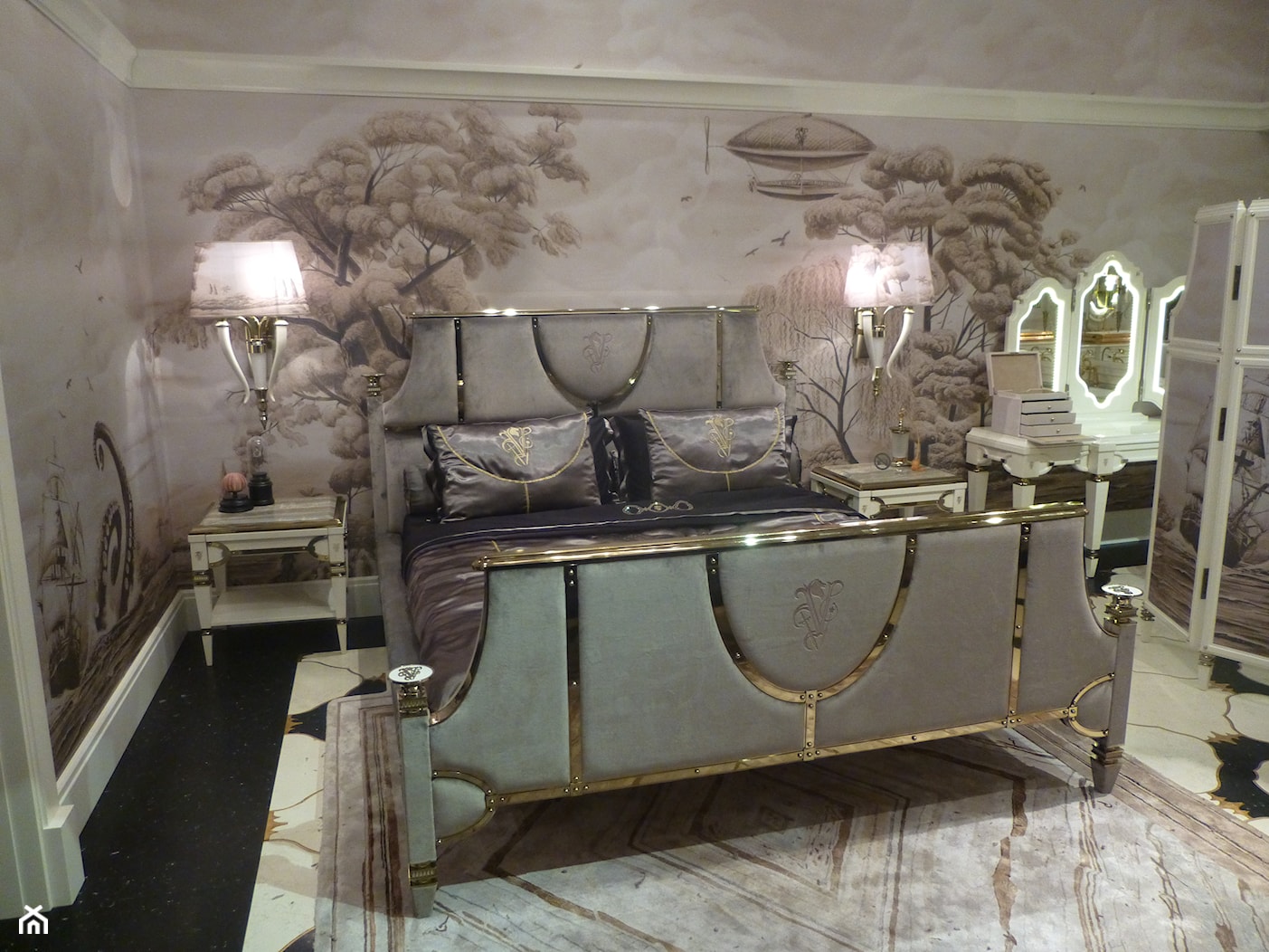 VISIONNAIRE HOME by IPE CAVALLI - Średnia beżowa szara sypialnia, styl glamour - zdjęcie od Galeria Heban- ekskluzywne meble - Homebook