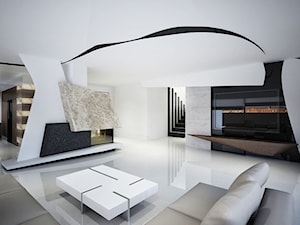 Nowoczesny salon w czerni i w bieli - zdjęcie od STUDIOGOMEZ