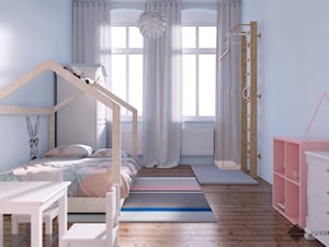 pokój dziecięcy - Średni niebieski pokój dziecka dla dziecka dla chłopca dla dziewczynki, styl skandynawski - zdjęcie od JUSSS