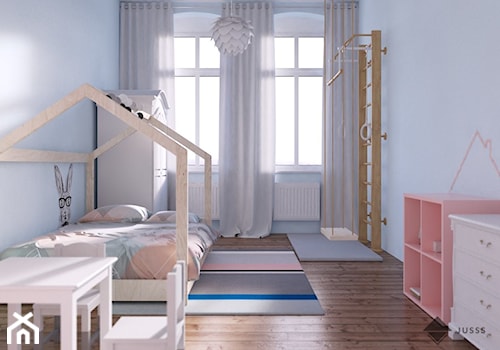 pokój dziecięcy - Średni niebieski pokój dziecka dla dziecka dla chłopca dla dziewczynki, styl skandynawski - zdjęcie od JUSSS