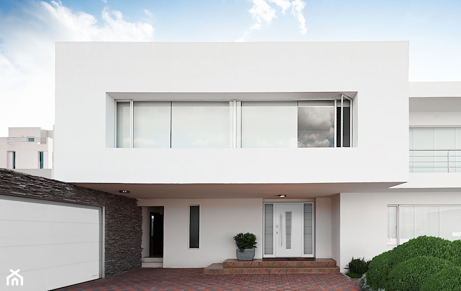 drzwi - Jednopiętrowe nowoczesne domy willowe murowane, styl minimalistyczny - zdjęcie od WIŚNIOWSKI