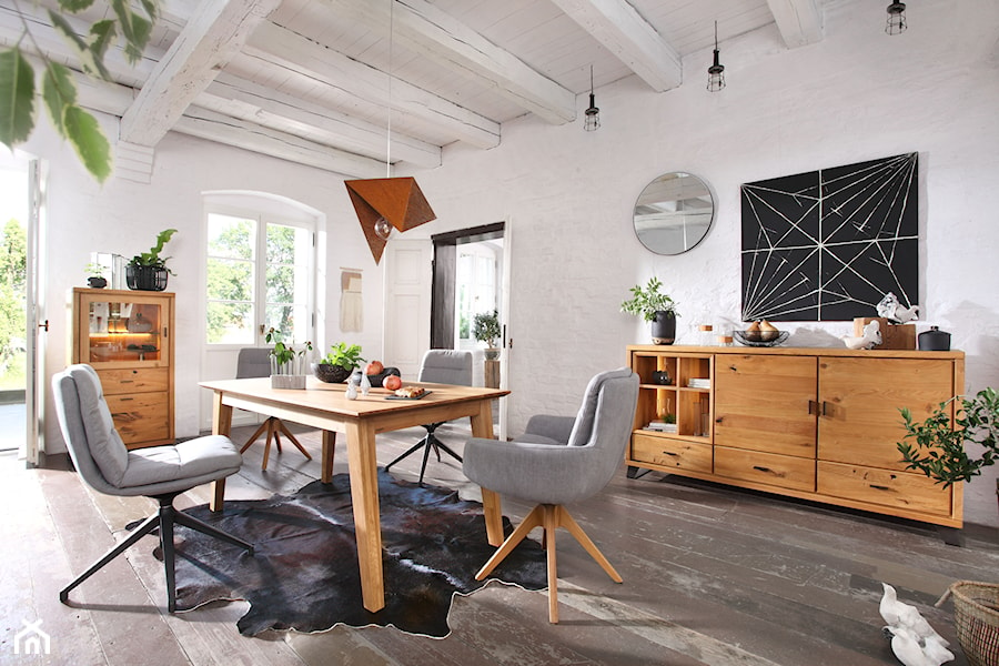 LIFE - Duża biała jadalnia jako osobne pomieszczenie, styl skandynawski - zdjęcie od Meble Matkowski - meble z litego drewna