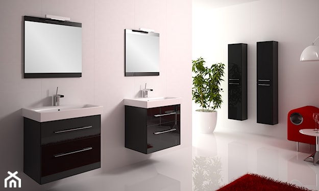 biała łazienka z czarnymi meblami łazienkowymi Elita, minimalistyczna łazienka