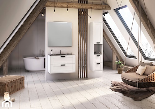 Inge - Duża na poddaszu jako pokój kąpielowy łazienka z oknem, styl industrialny - zdjęcie od Elita