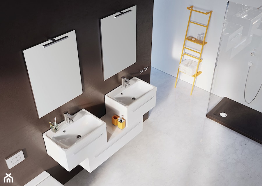Kwadro Slim - Duża z dwoma umywalkami łazienka, styl nowoczesny - zdjęcie od Elita