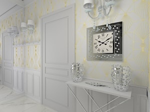 projekt domu w stylu glamour - Średni biały z marmurem na podłodze hol / przedpokój, styl glamour - zdjęcie od Studio Artino