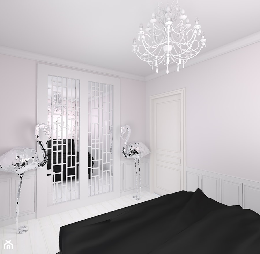 projekt domu w stylu glamour - Średnia biała sypialnia, styl glamour - zdjęcie od Studio Artino