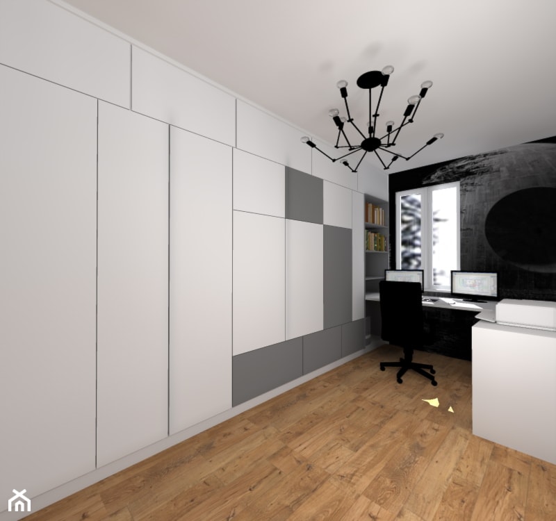MIeszkanie dla młodego małżeństwa - Średnie z zabudowanym biurkiem czarne biuro, styl nowoczesny - zdjęcie od Studio Artino - Homebook