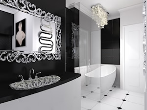 projekt domu w stylu glamour - Średnia biała czarna łazienka, styl glamour - zdjęcie od Studio Artino