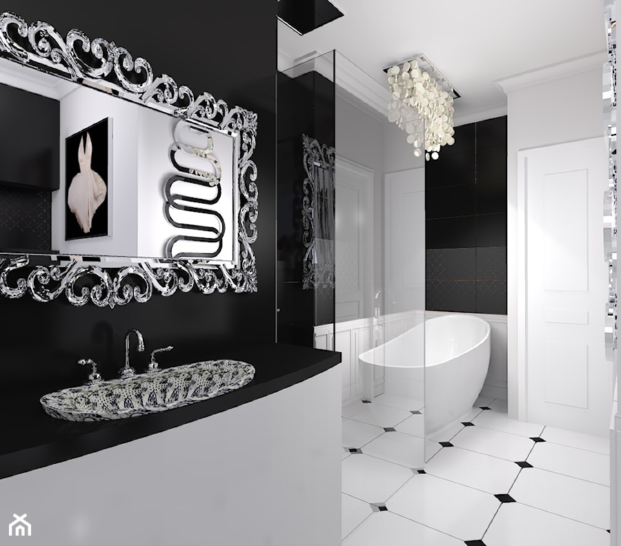 projekt domu w stylu glamour - Średnia łazienka, styl glamour - zdjęcie od Studio Artino