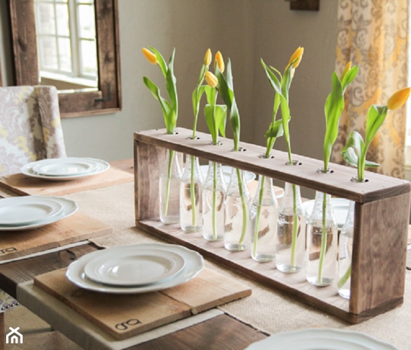 Mała szara jadalnia jako osobne pomieszczenie, styl rustykalny - zdjęcie od DIY