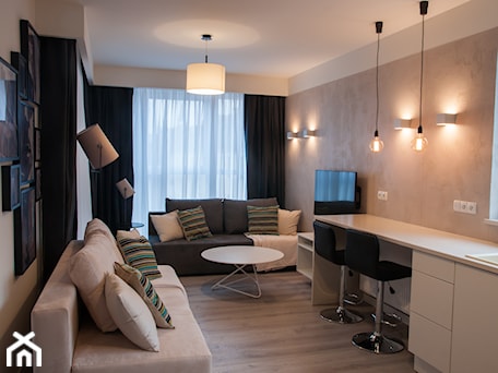 Aranżacje wnętrz - Salon: Apartament 40m2 - Wrocław - MASTERHOME GROUP. Przeglądaj, dodawaj i zapisuj najlepsze zdjęcia, pomysły i inspiracje designerskie. W bazie mamy już prawie milion fotografii!