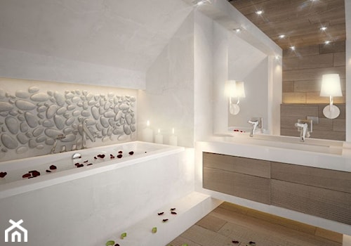 Projekt łazienki - Mała z dwoma umywalkami z punktowym oświetleniem łazienka, styl minimalistyczny - zdjęcie od MASTERHOME GROUP