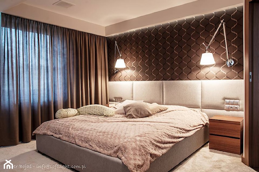 Dom jednorodzinny 160m2 - Średnia beżowa sypialnia, styl nowoczesny - zdjęcie od MASTERHOME GROUP