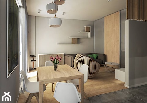 Mieszkanie - Mały szary salon z jadalnią, styl nowoczesny - zdjęcie od MASTERHOME GROUP