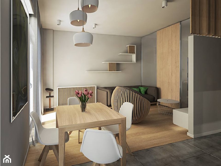 Mieszkanie - Mały szary salon z jadalnią, styl nowoczesny - zdjęcie od MASTERHOME GROUP