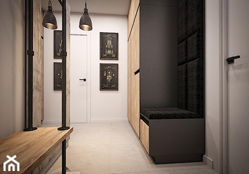 Mieszkanie w indystrialnym stylu - Średni czarny szary hol / przedpokój, styl industrialny - zdjęcie od MASTERHOME GROUP