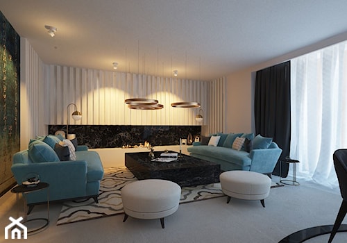 Dom 154 m2 - Średni szary salon z jadalnią, styl nowoczesny - zdjęcie od MASTERHOME GROUP