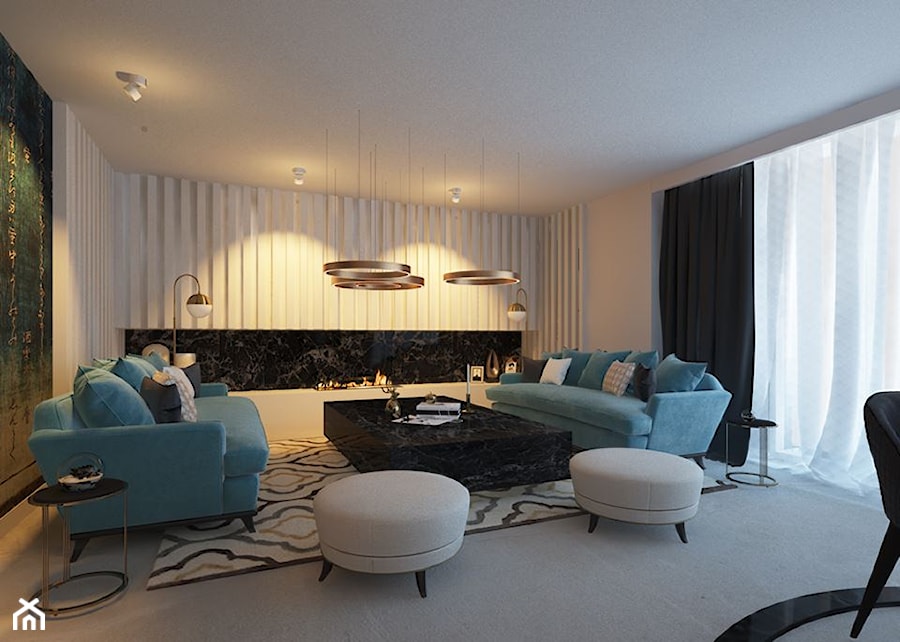 Dom 154 m2 - Średni szary salon z jadalnią, styl nowoczesny - zdjęcie od MASTERHOME GROUP