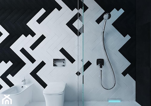 Łazienka czarno-biała - Średnia łazienka, styl nowoczesny - zdjęcie od MASTERHOME GROUP