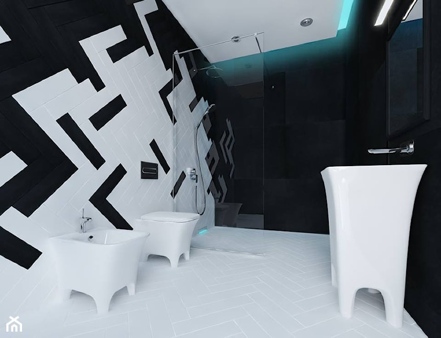 Łazienka czarno-biała - Łazienka, styl nowoczesny - zdjęcie od MASTERHOME GROUP