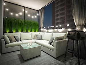 Męski apartament - Średni z podłogą z desek z meblami ogrodowymi taras z tyłu domu, styl nowoczesny - zdjęcie od MASTERHOME GROUP