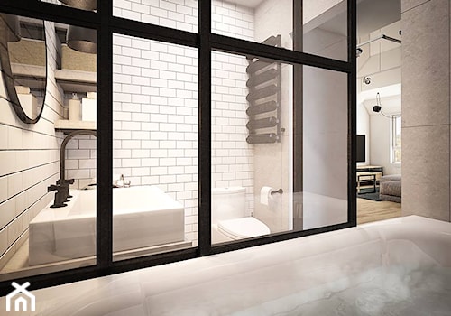 Mieszkanie w indystrialnym stylu - Średnia bez okna z lustrem łazienka, styl industrialny - zdjęcie od MASTERHOME GROUP