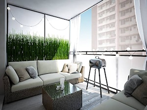 Męski apartament - Duży z podłogą z desek z meblami ogrodowymi taras z tyłu domu, styl nowoczesny - zdjęcie od MASTERHOME GROUP