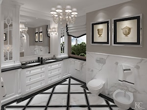 Konstancin Łazienka - Duża z dwoma umywalkami łazienka z oknem, styl tradycyjny - zdjęcie od KCDESIGN