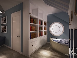 Pokój Marynarski - Średni niebieski pokój dziecka dla nastolatka dla chłopca, styl glamour - zdjęcie od KCDESIGN