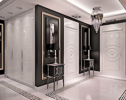 Apartament Glamour Warszawa - Średni biały czarny hol / przedpokój, styl glamour - zdjęcie od KCDESIGN - Homebook