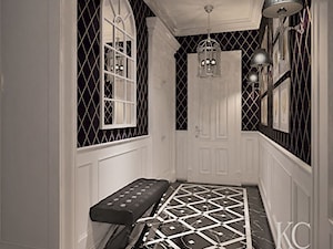 Mokotowska 8 Hall - Średni biały czarny hol / przedpokój, styl tradycyjny - zdjęcie od KCDESIGN