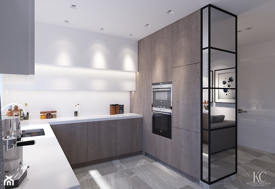 Apartament Otwock - Średnia otwarta kuchnia w kształcie litery l, styl nowoczesny - zdjęcie od KCDESIGN