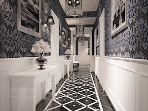 Mokotowska 8 Hall - Duży biały czarny hol / przedpokój, styl tradycyjny - zdjęcie od KCDESIGN