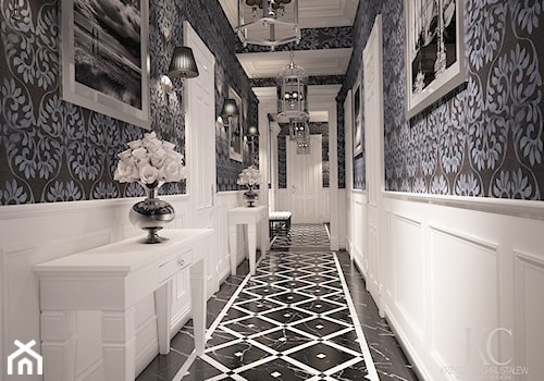 Mokotowska 8 Hall - Duży biały brązowy z marmurem na podłodze hol / przedpokój, styl tradycyjny - zdjęcie od KCDESIGN