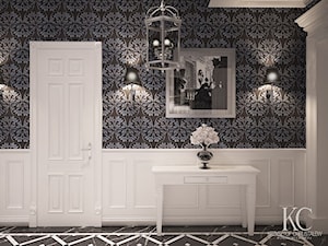 Mokotowska 8 Hall - Średni biały brązowy niebieski z marmurem na podłodze hol / przedpokój, styl tradycyjny - zdjęcie od KCDESIGN