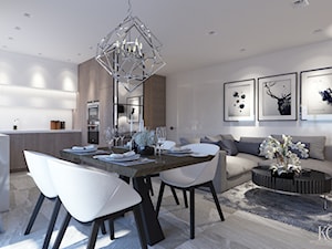 Apartament Otwock - Średni biały salon z kuchnią z jadalnią, styl nowoczesny - zdjęcie od KCDESIGN